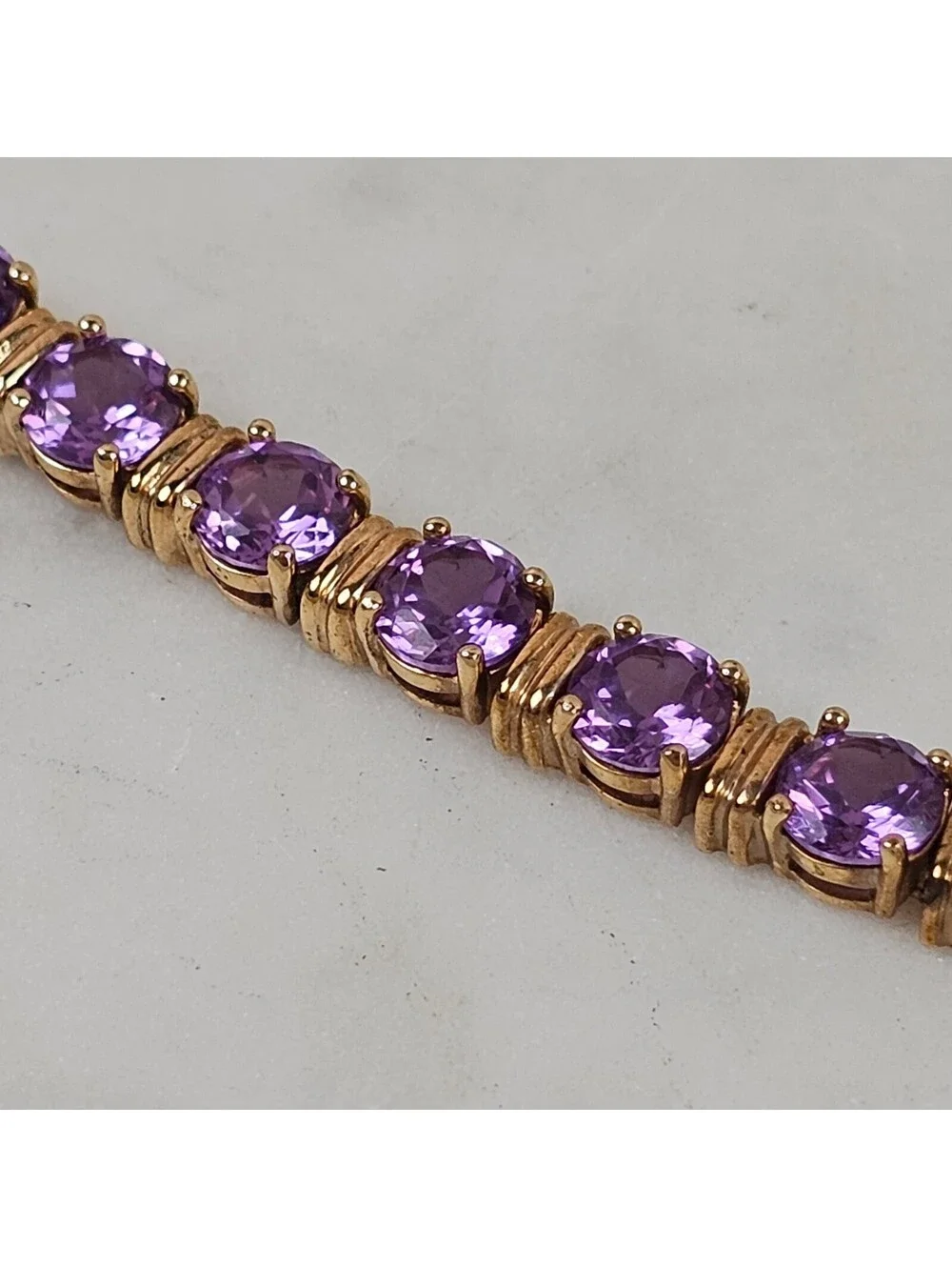 Ross Simons 925 Sterling Silver Purple Sapphire Tennis Bracelet 7